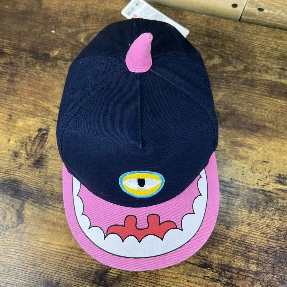 Miniso Life Japan Monster Eye Baseball Hat Pink Brim Mouth Teeth Snapback Hat